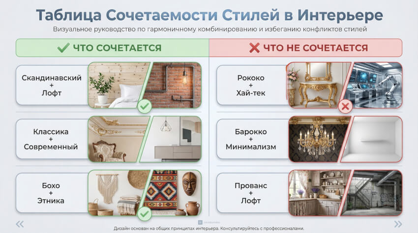 Таблица совместимости стилей