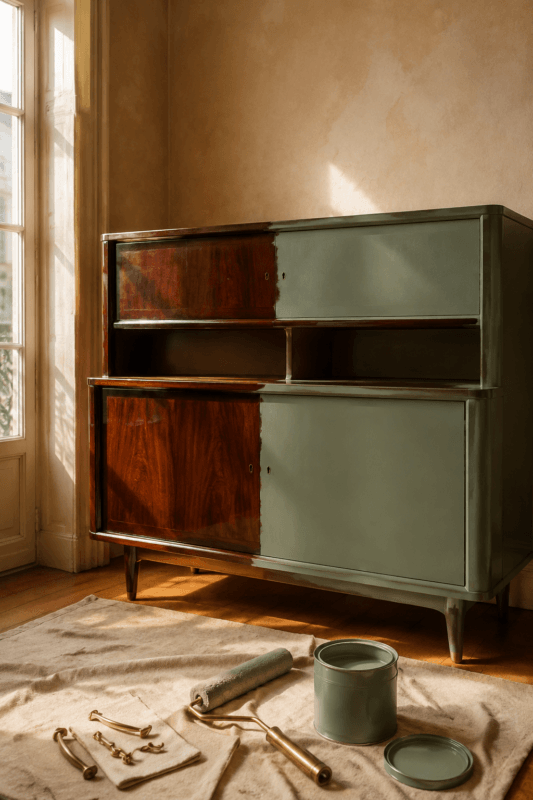 Меловая краска Tikkurila Helmi для советской мебели — стенка перед окраской